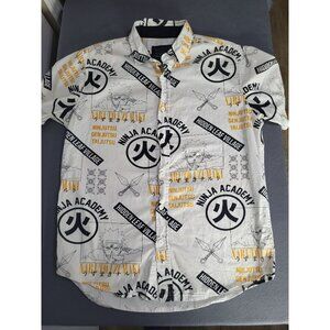 Naruto Shippuden Ninja Academy Hidden Leaf Village Graphic Button-Up Shirt Med
